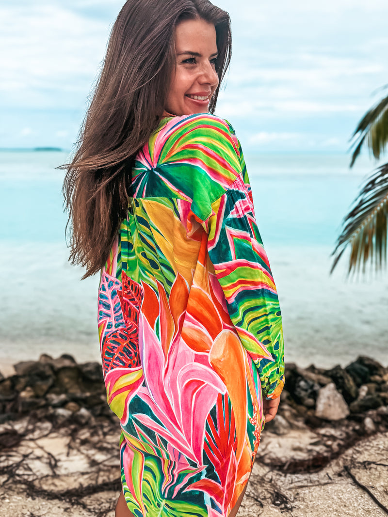 Aloha Shirt Dress - Open Heart