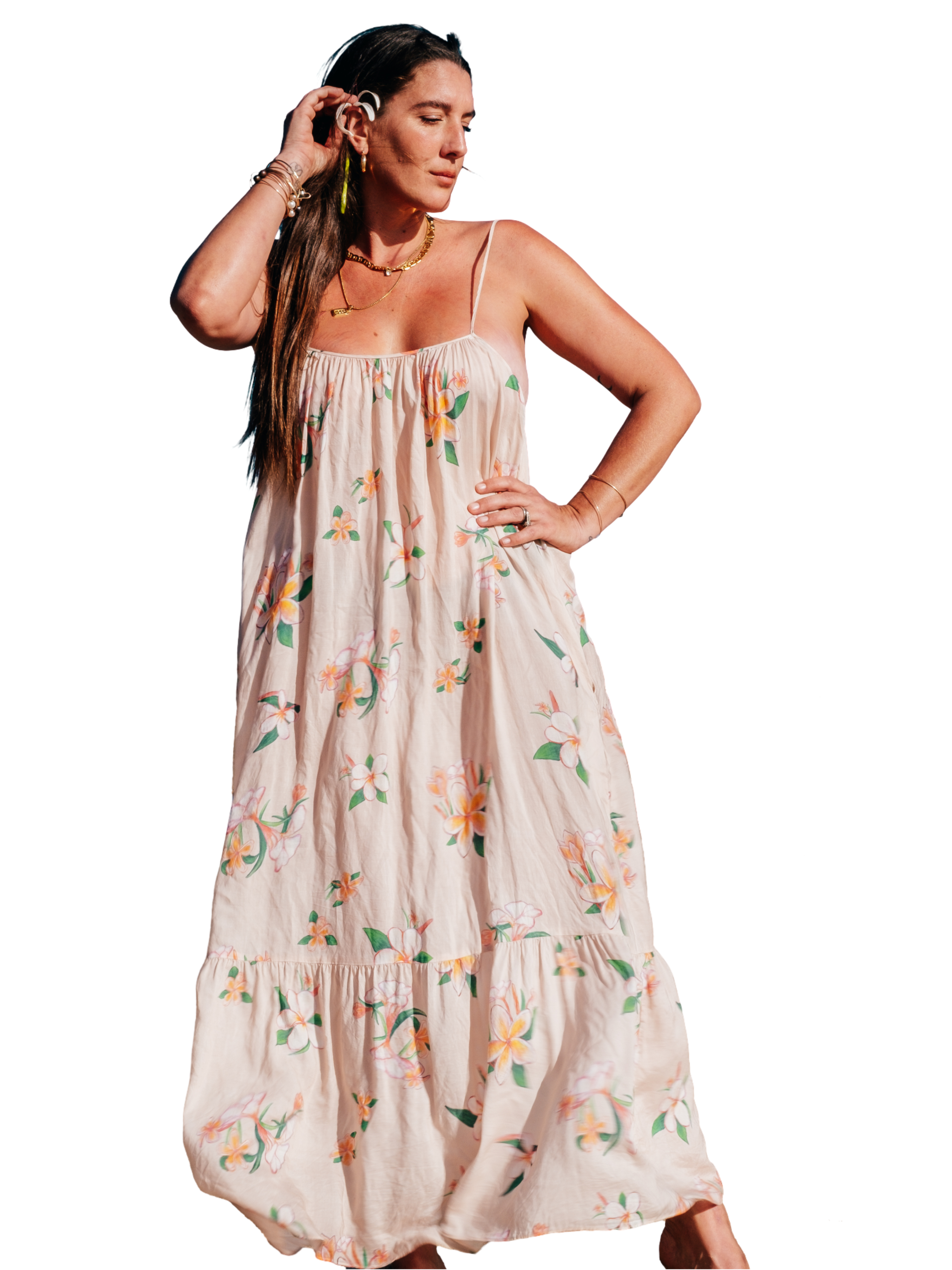 Aloha Boho Dress - Plumeria Vintage Tan