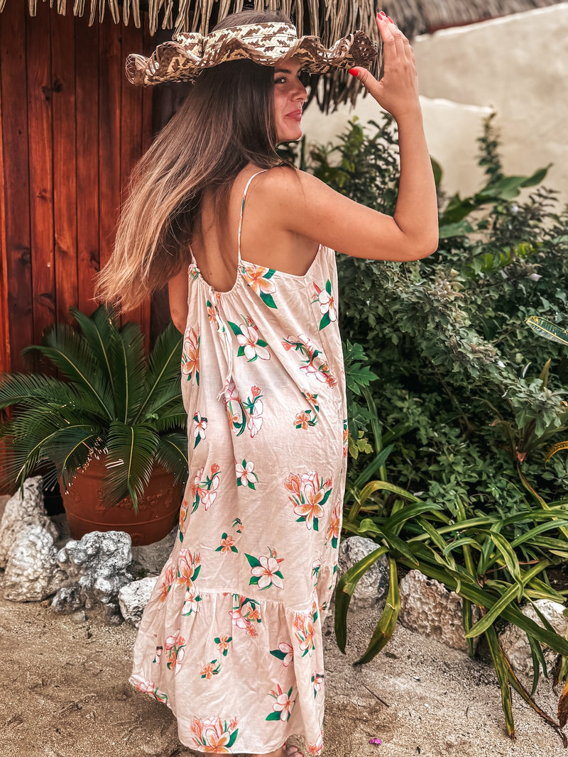 Aloha Boho Dress - Plumeria Vintage Tan