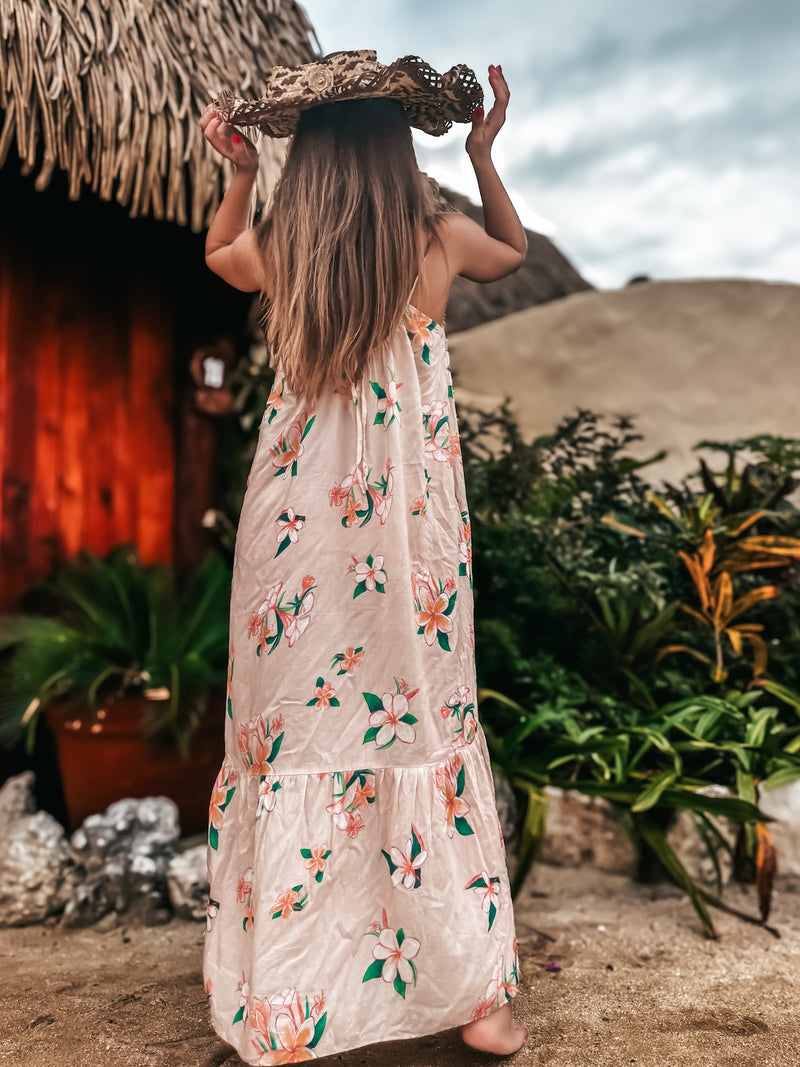 Aloha Boho Dress - Plumeria Vintage Tan