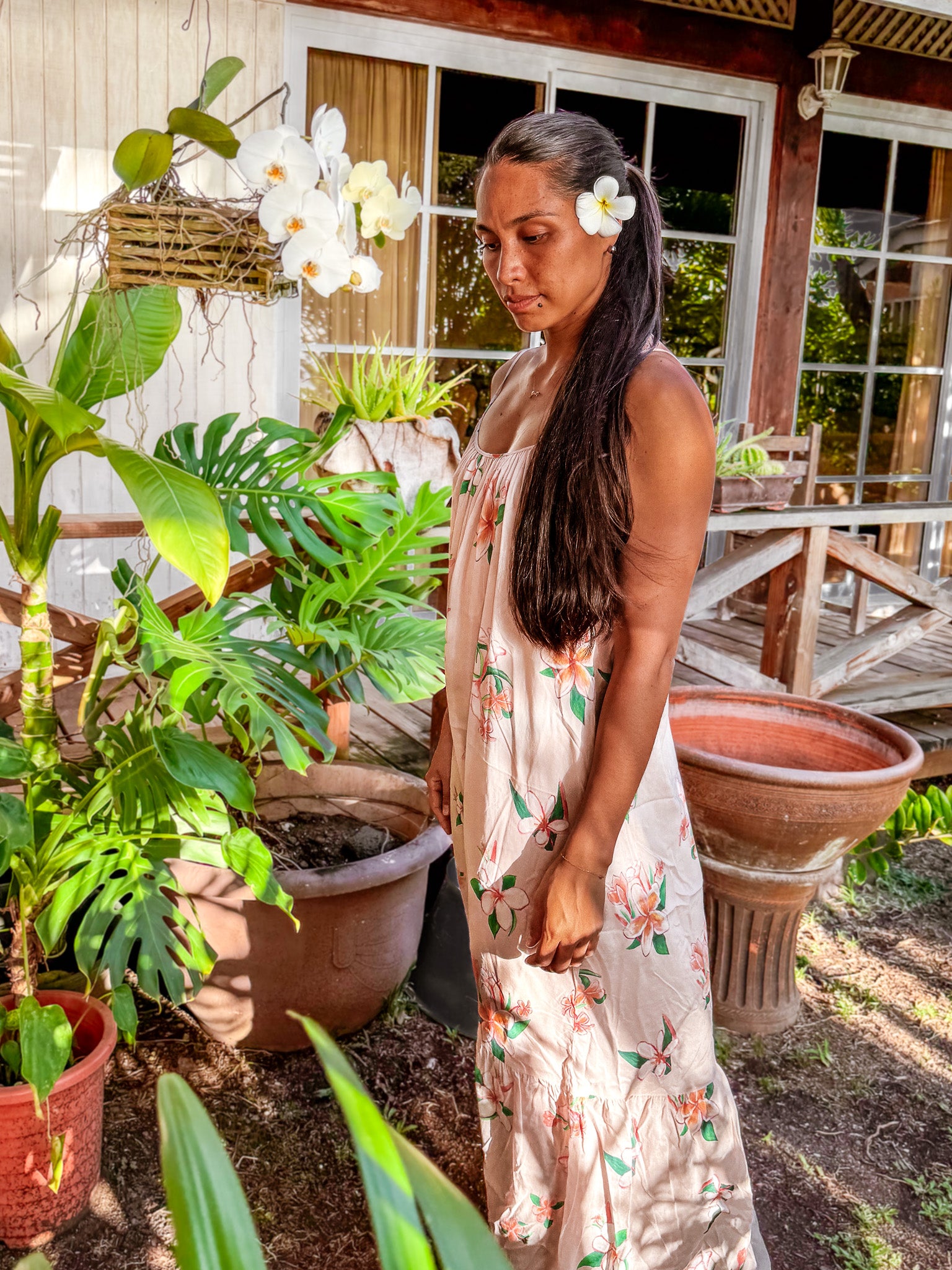 Aloha Boho Dress - Plumeria Vintage Tan