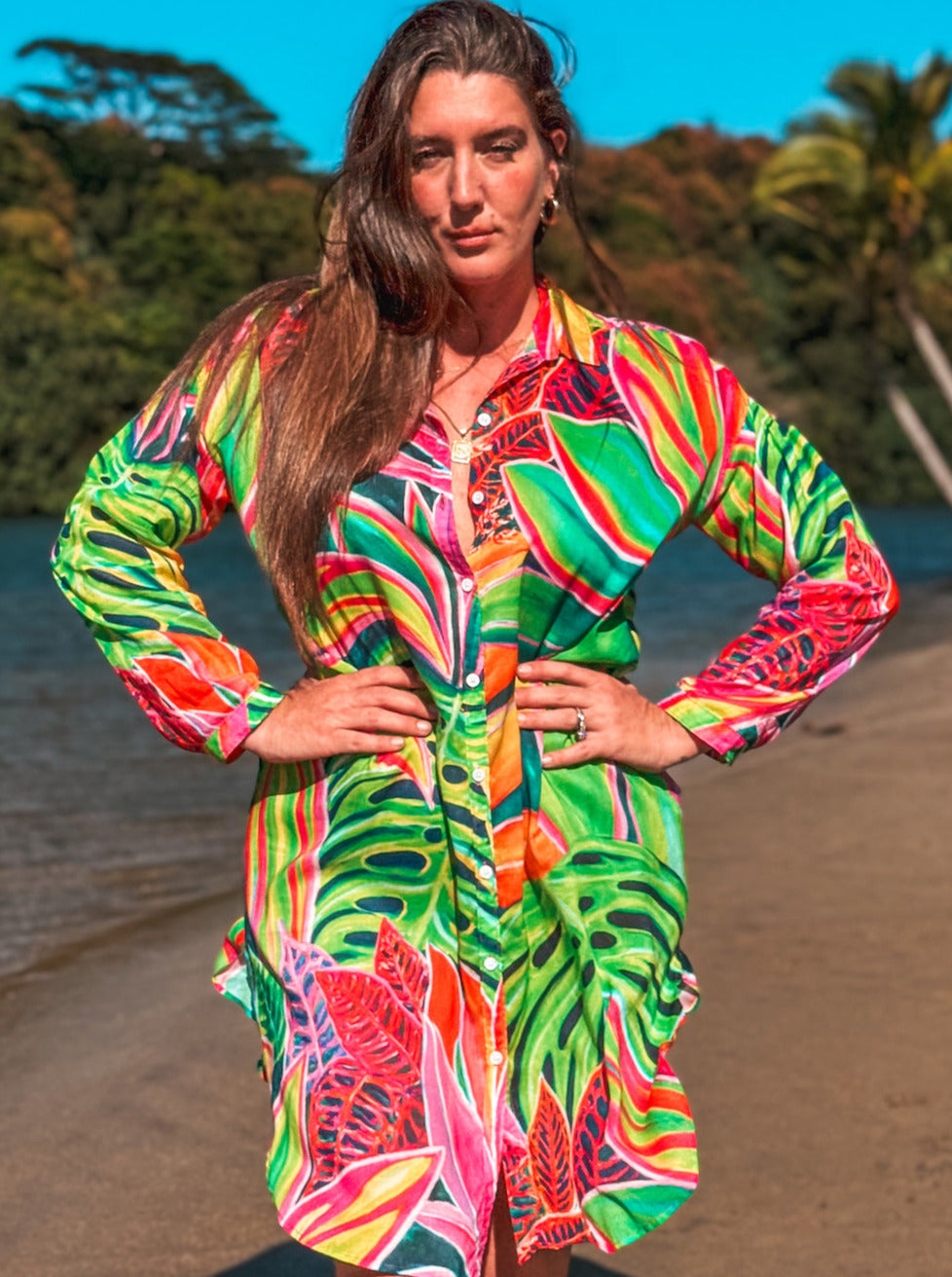 Aloha Shirt Dress - Open Heart