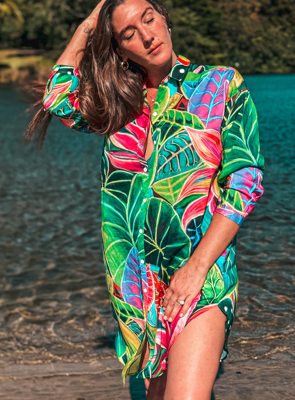 Aloha Shirt Dress - Hanalei Morning