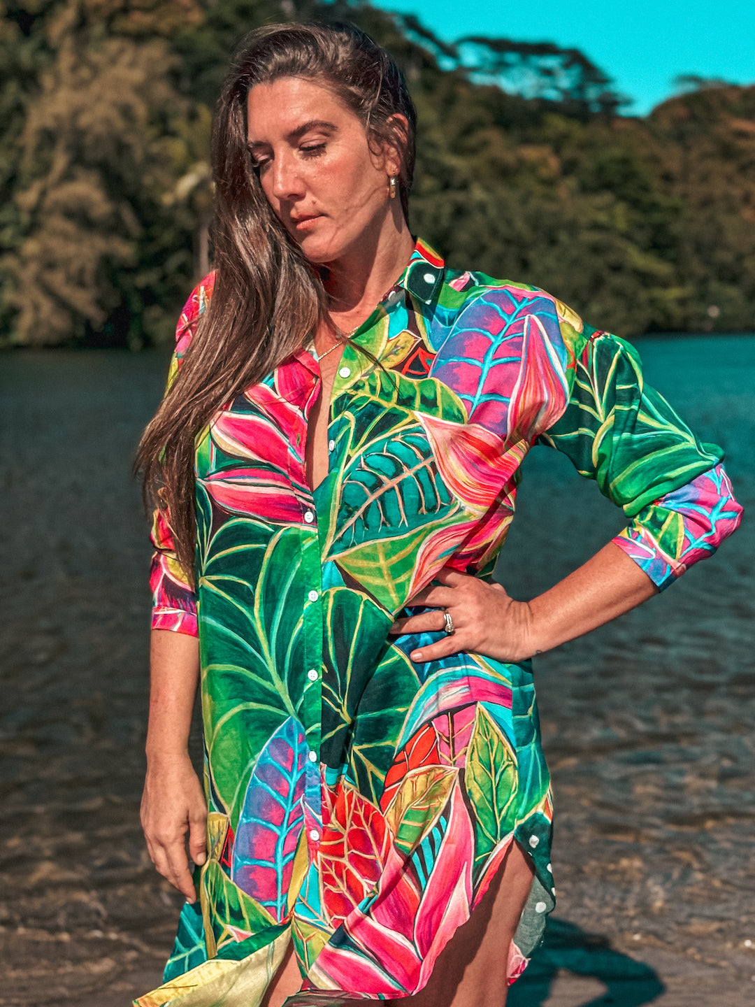 Aloha Shirt Dress - Hanalei Morning