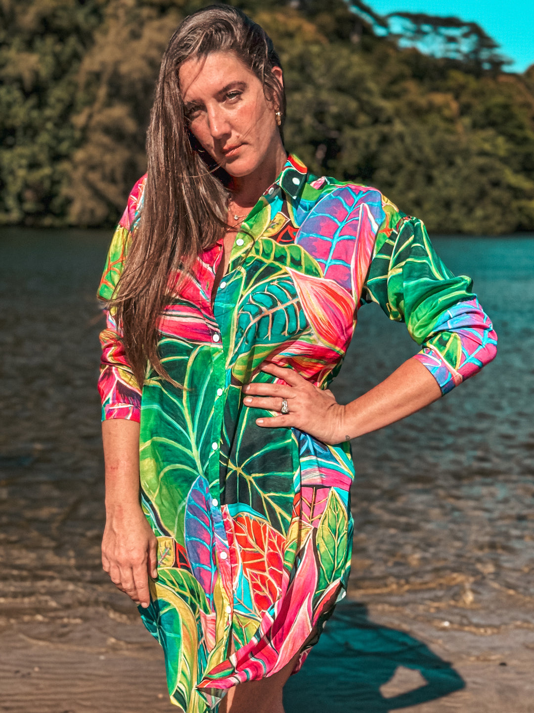 Aloha Shirt Dress - Hanalei Morning