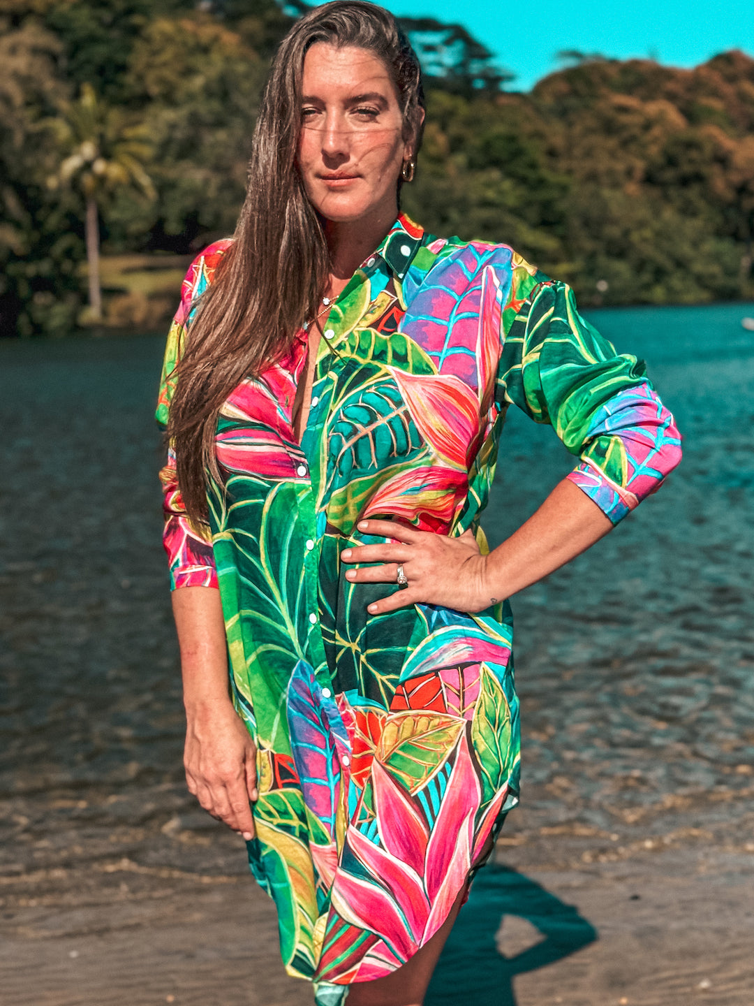 Aloha Shirt Dress - Hanalei Morning