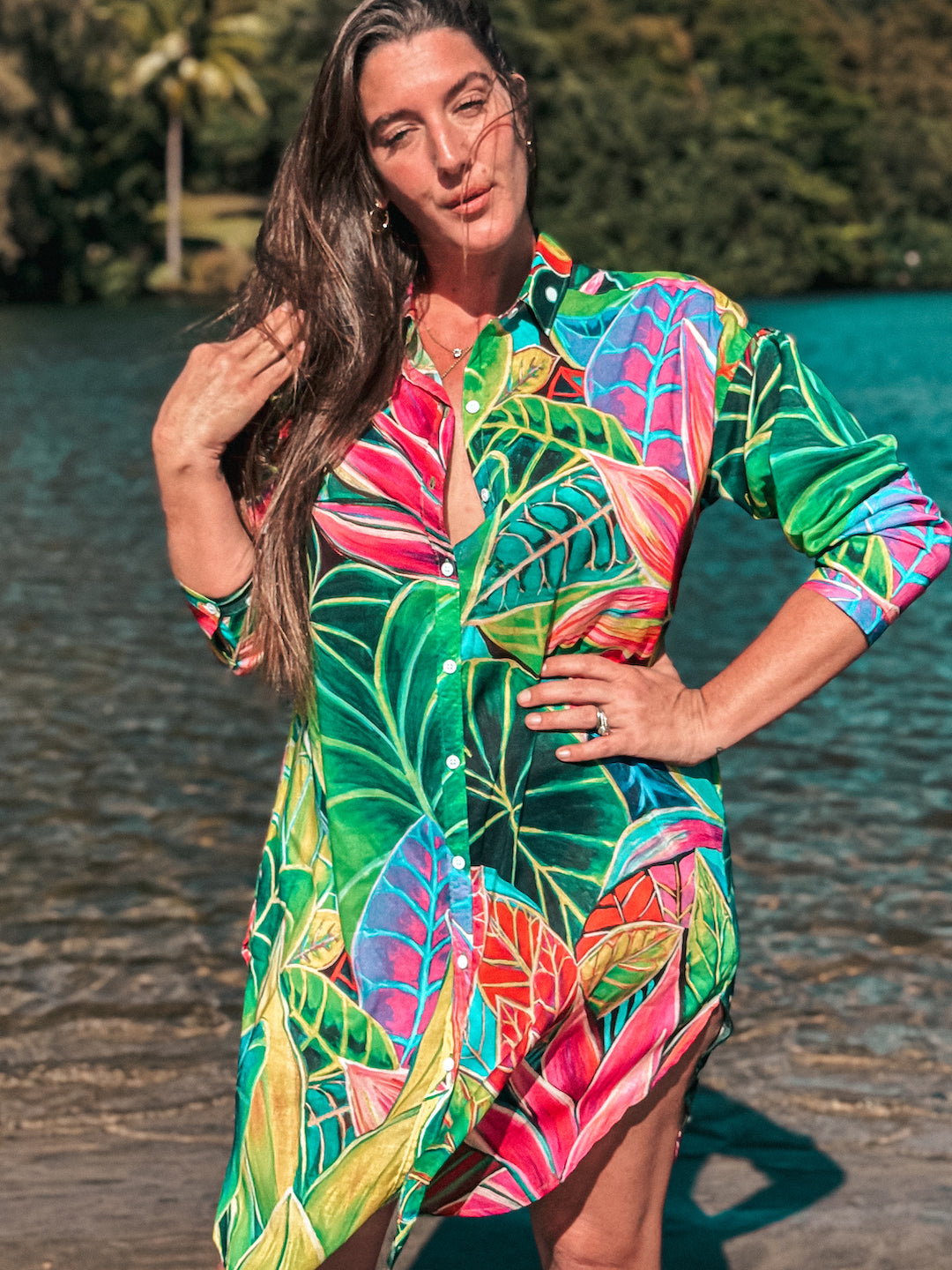 Aloha Shirt Dress - Hanalei Morning