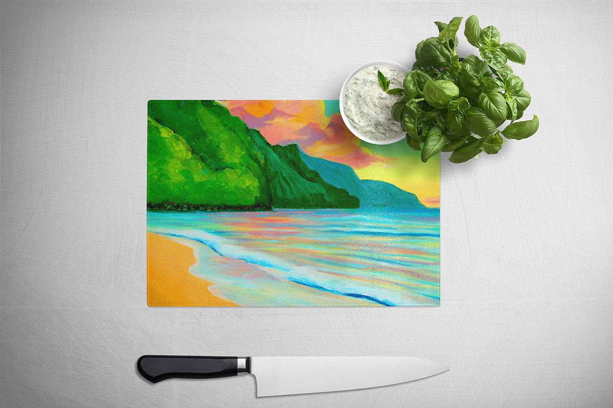 NEW - Ke'e Sunset - Tempered Glass Cutting and Serving Board