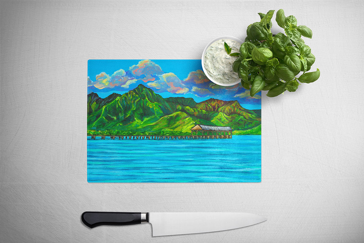 Hanalei Pier - Tempered Glass Cutting and Serving Boards - Kauai, Hawaii