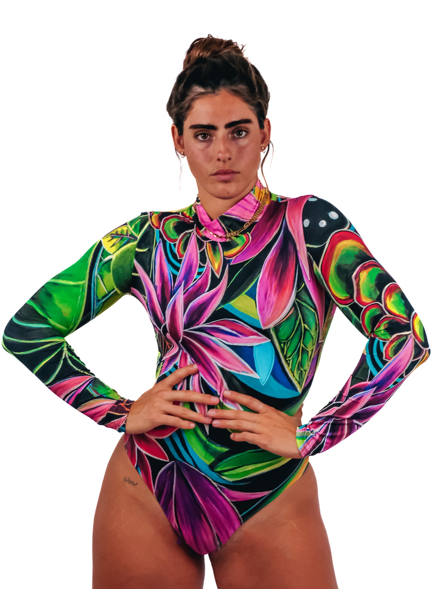 Long sleeves - Hanalei Morning - Full body zipper one piece - MICHAL ART STUDIO HAWAII -