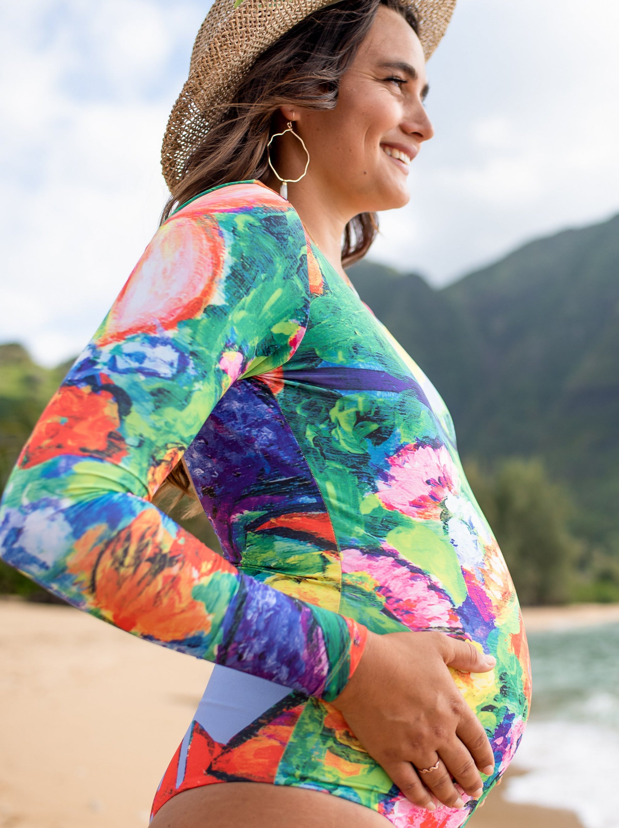 Maternity Rash Guard Long Sleeve Pregnancy Swimwear