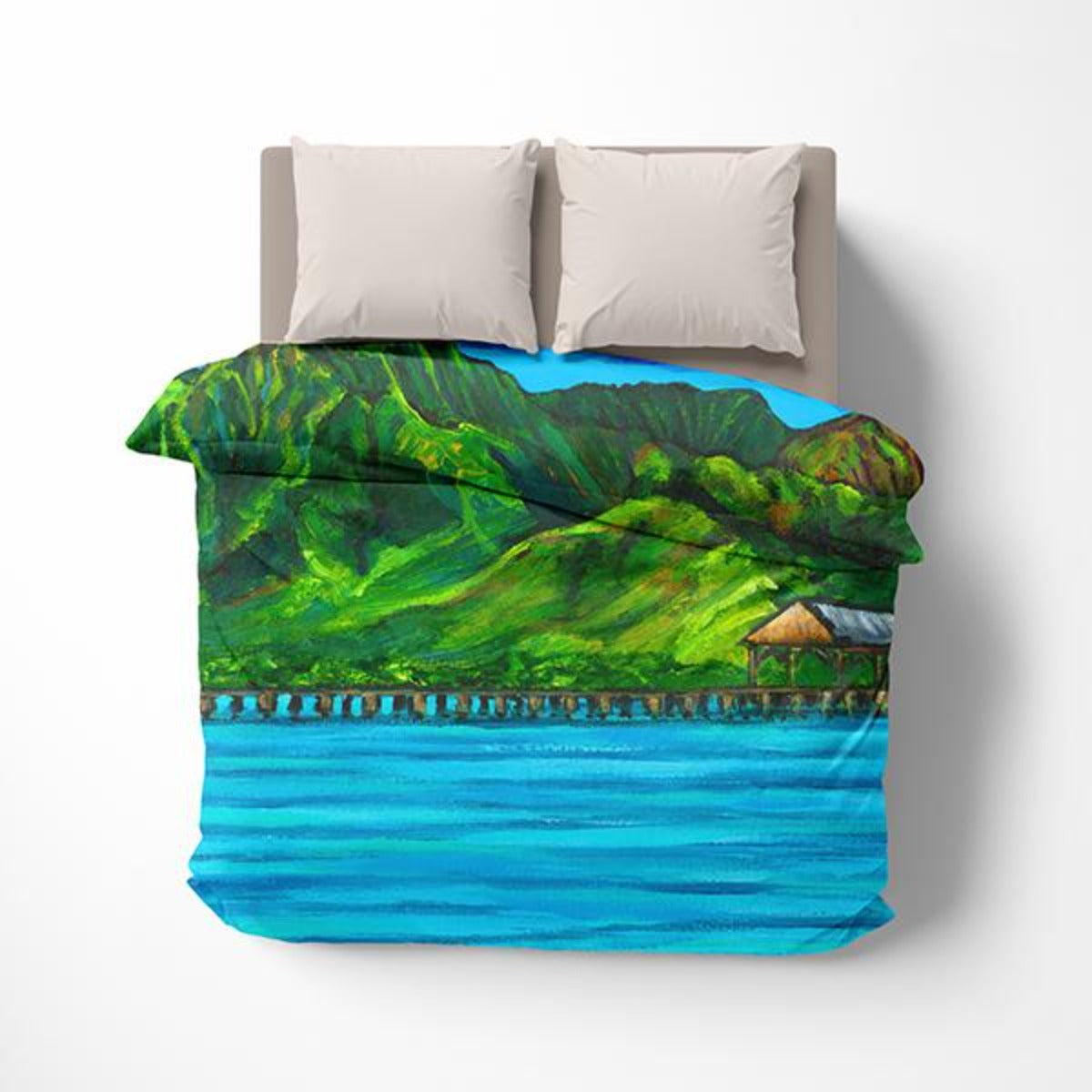 Hanalei Pier - Duvet Cover - MICHAL ART STUDIO HAWAII - duvet cover