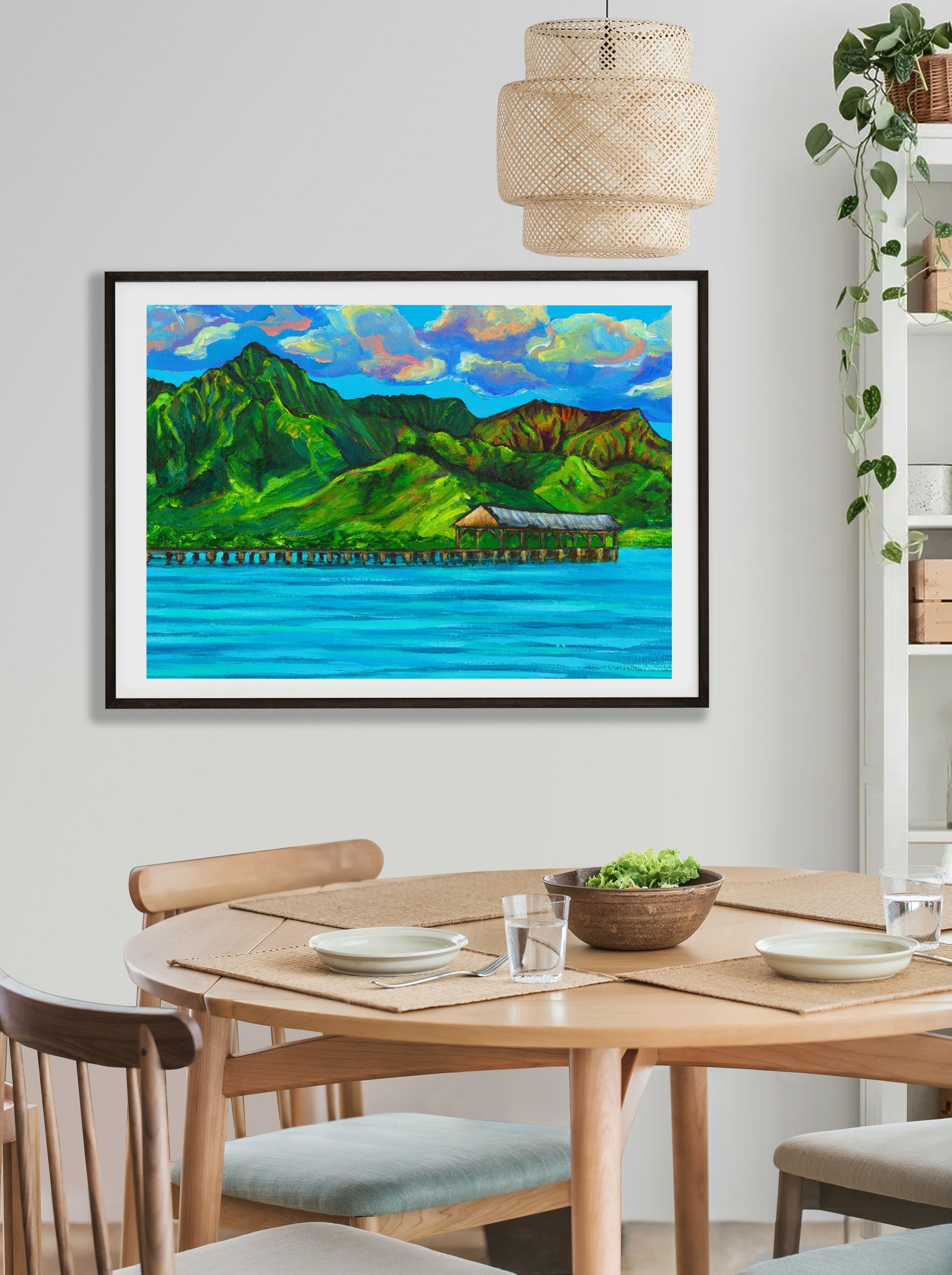 Hanalei Pier- Hanalei Bay Landscape Hawaii Art - 20x28 Large Museum Quality Print - MICHAL ART STUDIO HAWAII -