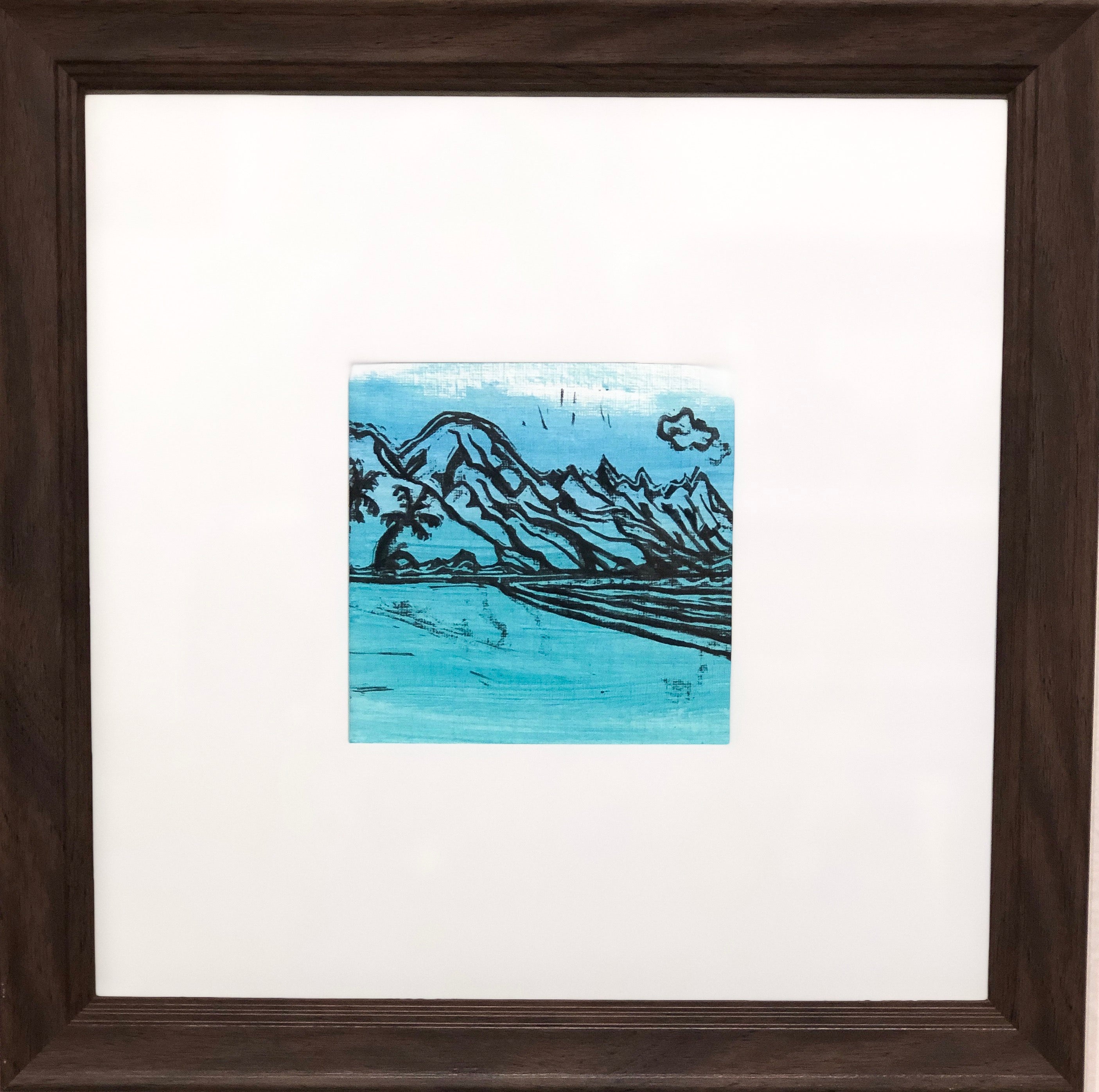 Tunnels Beach - Lino Cut - MICHAL ART STUDIO HAWAII - originals