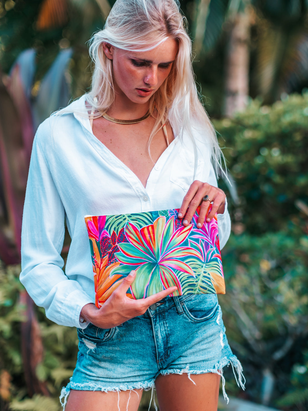 Open Heart Flowers Clutch - MICHAL ART STUDIO HAWAII - clutches