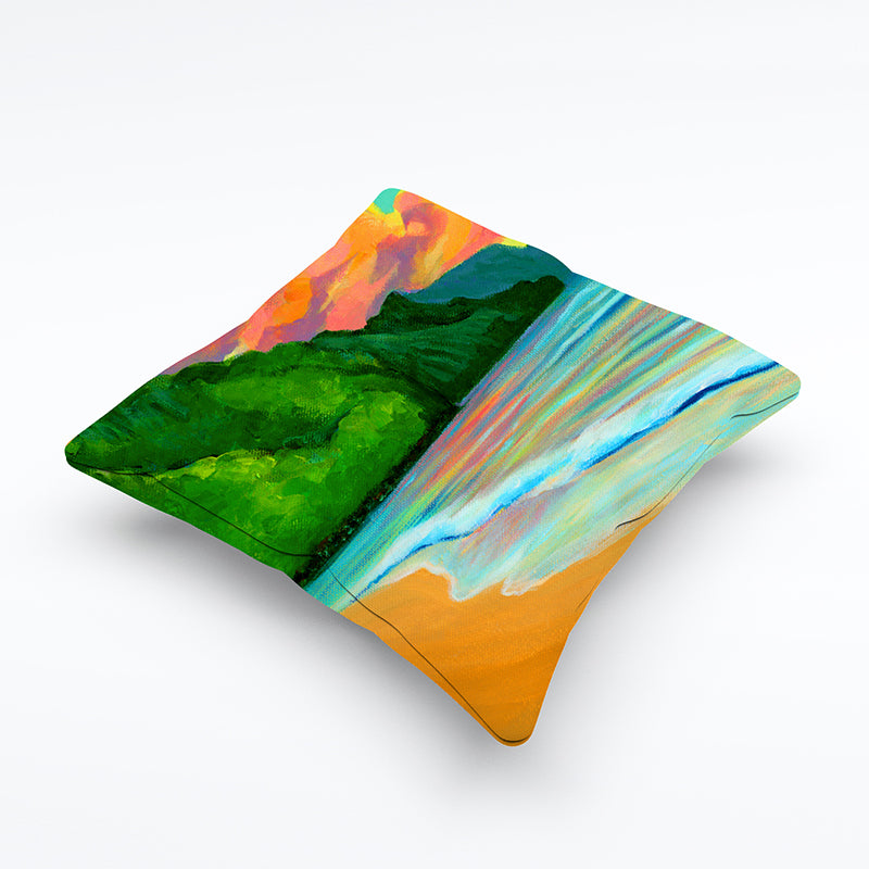 Ke'e sunset Pillow cover 20"x20" - MICHAL ART STUDIO HAWAII - pillow