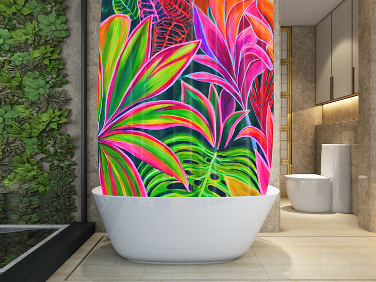 *NEW* Open Heart Flowers Shower Curatin - MICHAL ART STUDIO HAWAII - shower curtain