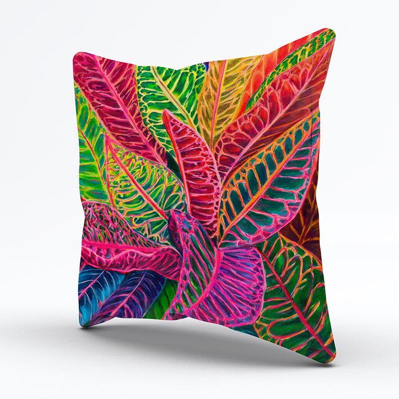 Tropical Crotons Pillow cover 20"x20" - MICHAL ART STUDIO HAWAII - pillow