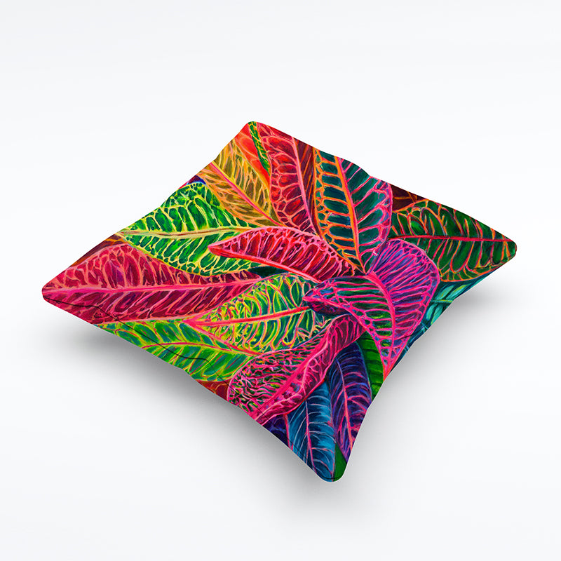 Tropical Crotons Pillow cover 20"x20" - MICHAL ART STUDIO HAWAII - pillow