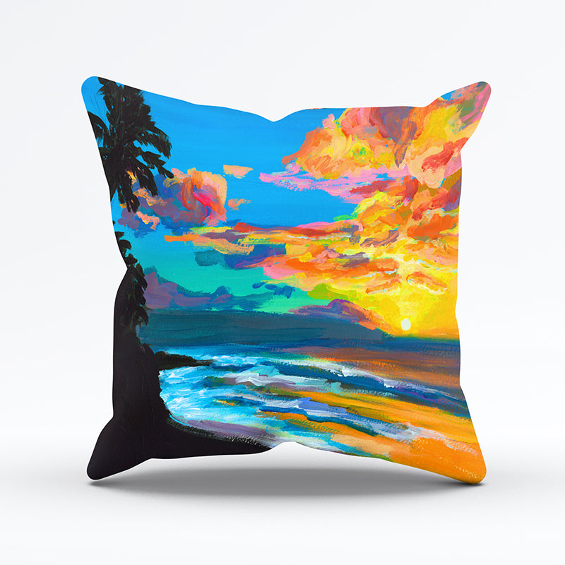 Tropical sunset Pillow cover 20"x20" - MICHAL ART STUDIO HAWAII - pillow